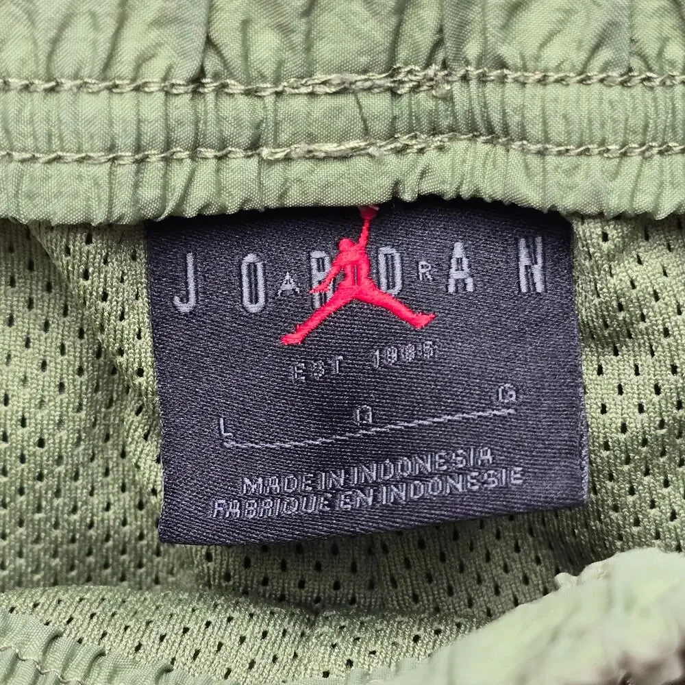 Jordan Sport Jam Warmup Pants Mens Large Olive Green Logo Nylon Track Joggers